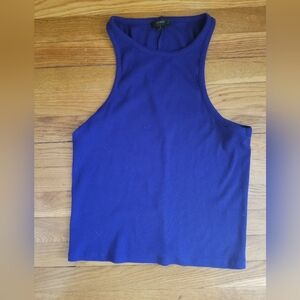 J CREW Blue Racer Back Rib Knit Top